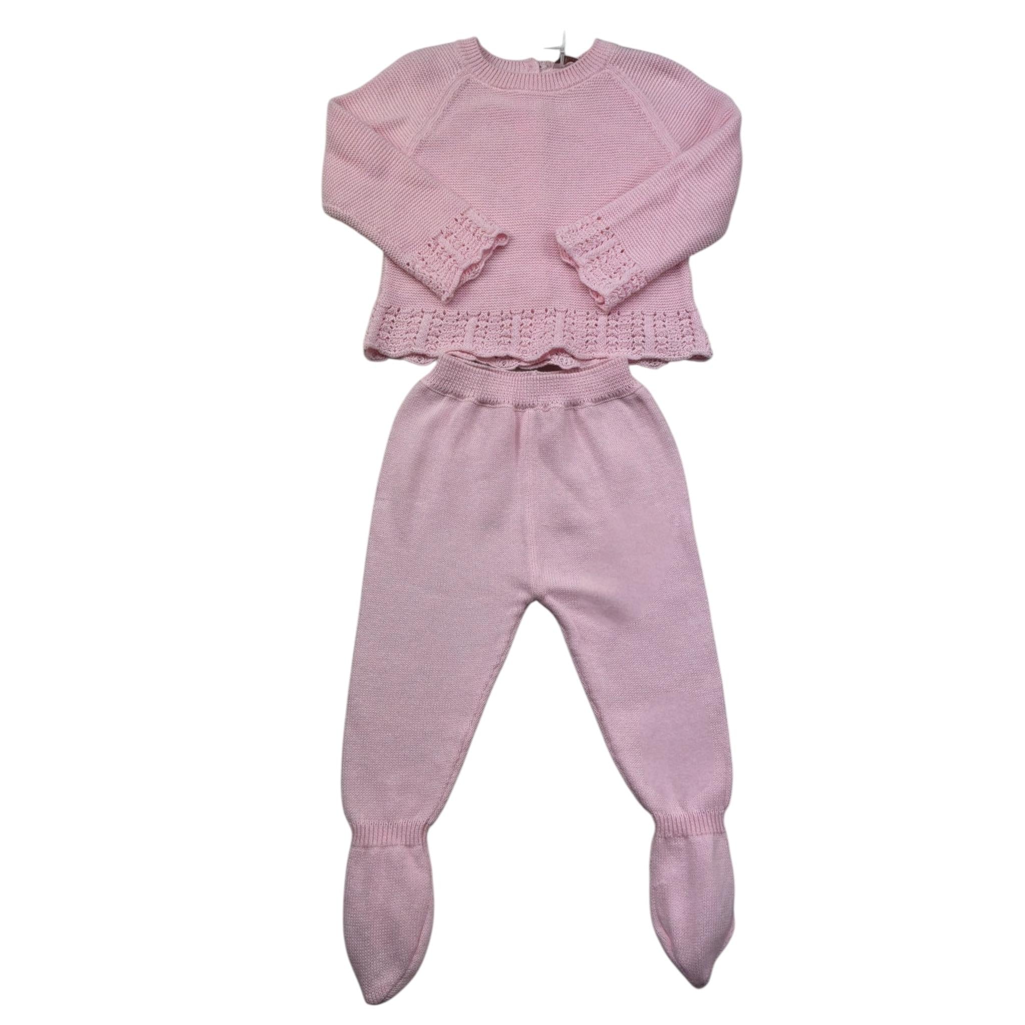 Le Bebe Completo 2 Pezzi Maglia-Ghettina Tinta Unita per Neonata LBG6279 ROSA LE BEBE 