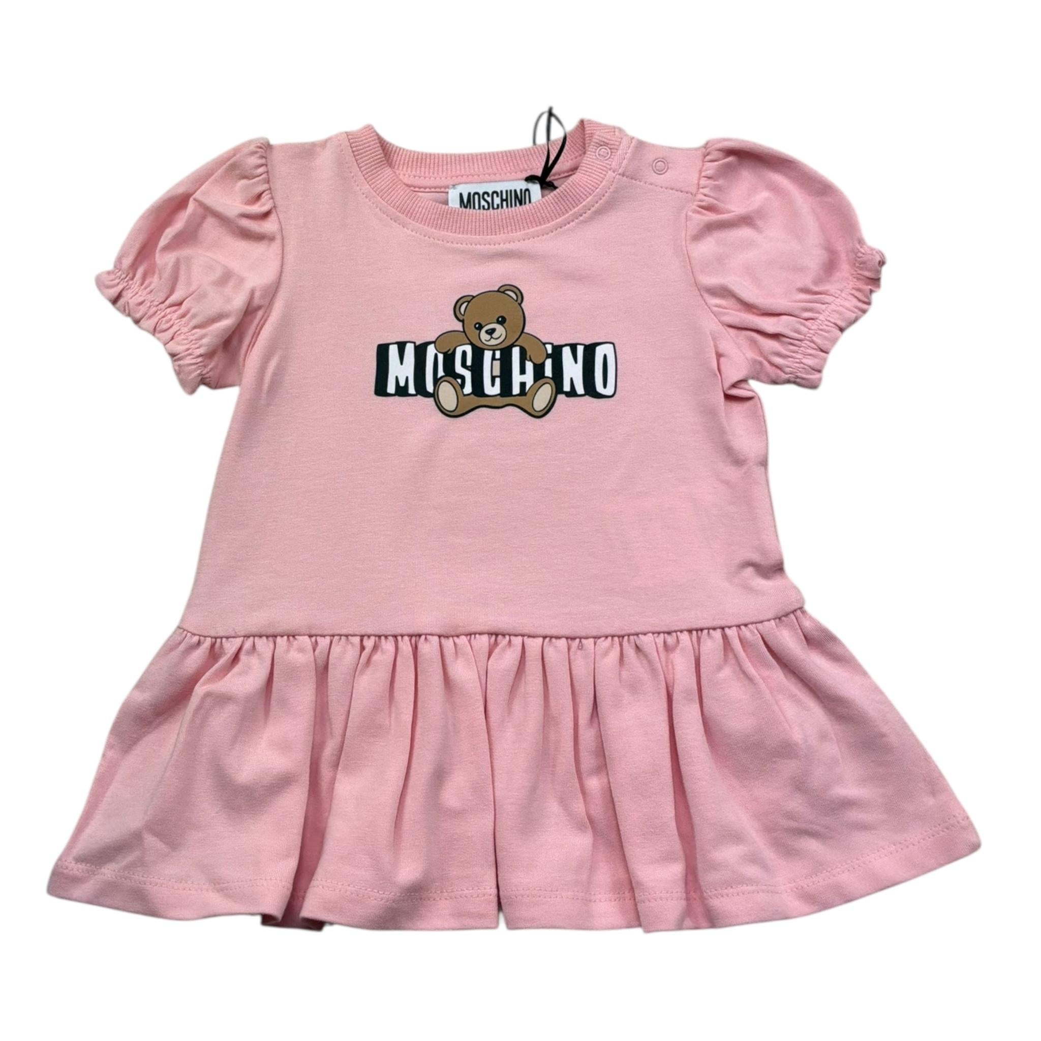 Moschino Abito Mezza Manica Tinta Unita con Stampa per Neonata MAV0C7 ROSA MOSCHINO 
