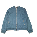 Dan John Suede Jacket Solid Color Zip Up Perforated Powder Blue For Boys