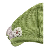 Marlu' Plain Hat With Green Embroidery For Newborn