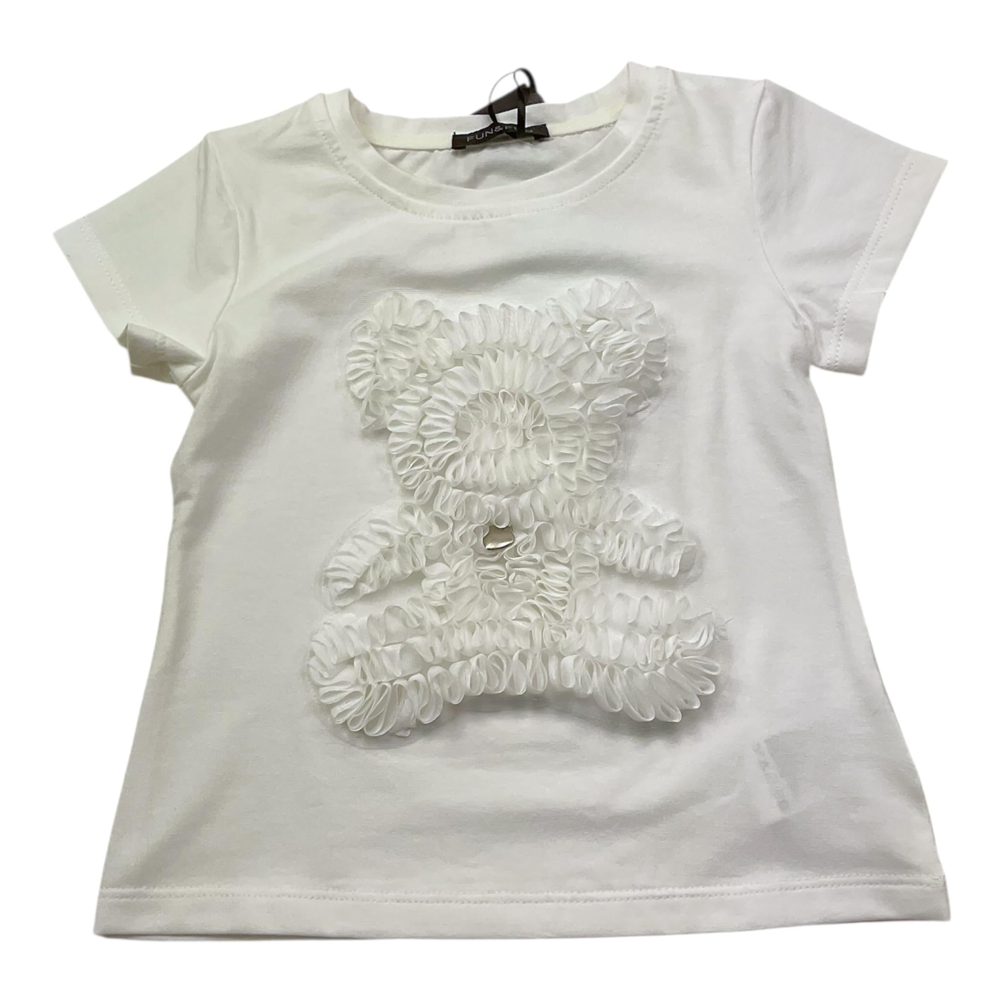 Fun & Fun T-Shirt Girocollo Tinta Unita con Orso per Neonata FCBSO01264N BIANCO FUN & FUN 