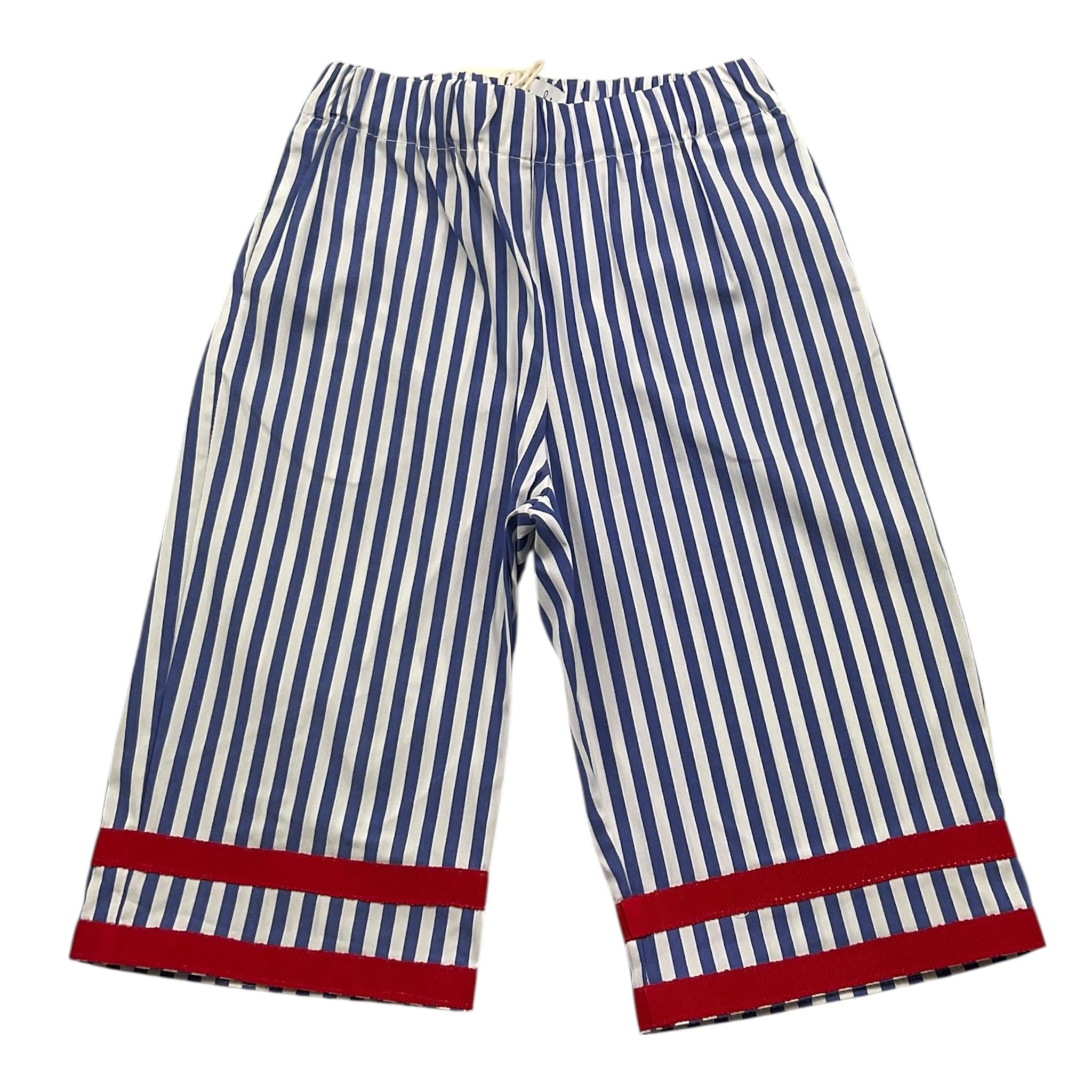 Ilfarobimbi Pantalone Bicolore con Fantasia A Righe  per Neonata IFB50474 BIANCO/AZZURRO ILFAROBIMBI 