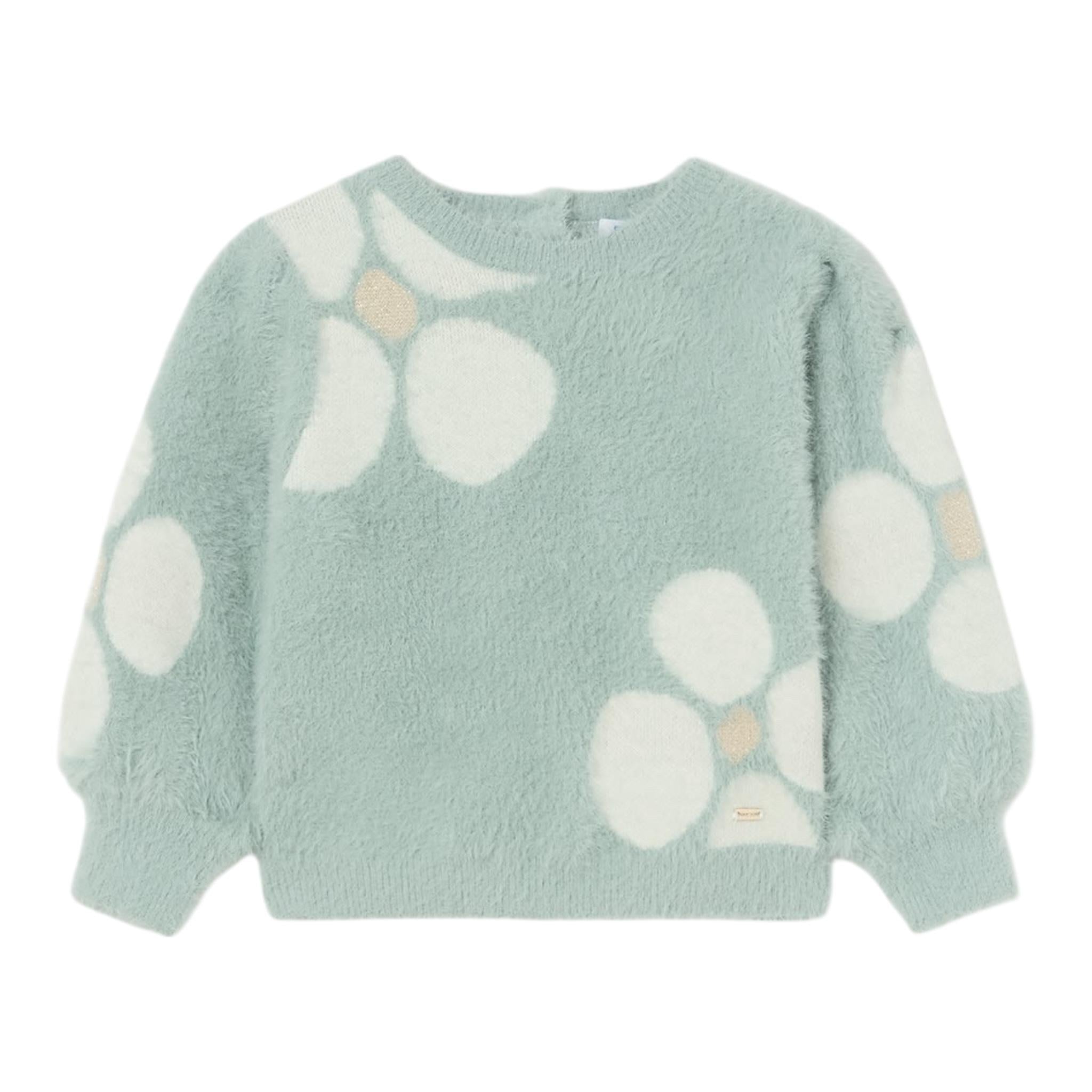 MAYORAL maglia girocollo tinta unita ricami fiori Verde acqua per Bambina 2321X VERDE ACQUA MAYORAL 