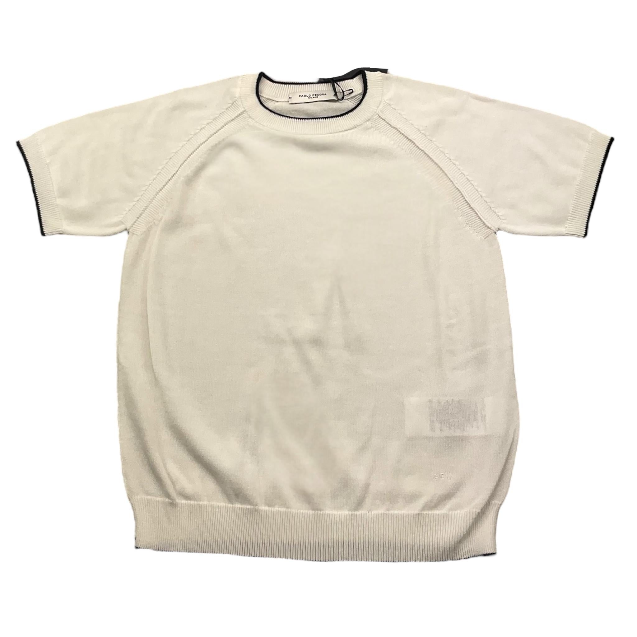 maglia girocollo mezza manica tinta unita PP3985 BIANCO PAOLO PECORA 