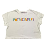 PATRIZIA PEPE t-shirt girocollo tinta unita con stampa in contrasto modello crop Bianco per Bambina 7M0802 BIANCO PATRIZIA PEPE 