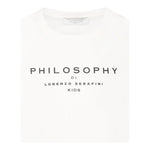 Philosophy T-Shirt Girocollo Tinta Unita con Logo per Bambina I1E603 BIANCO PHILOSOPHY 