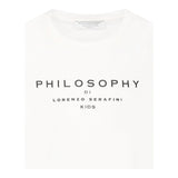 Philosophy T-Shirt Girocollo Tinta Unita con Logo per Bambina I1E603 BIANCO PHILOSOPHY 