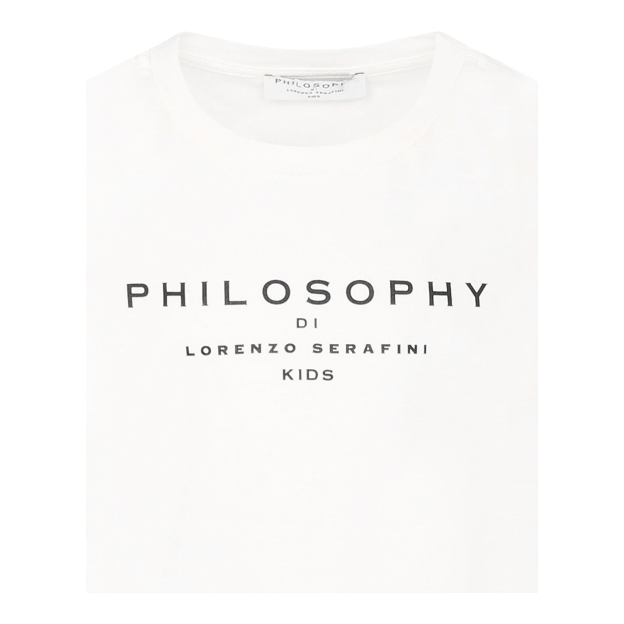 Philosophy T-Shirt Girocollo Tinta Unita con Logo per Bambina I1E603 BIANCO PHILOSOPHY 