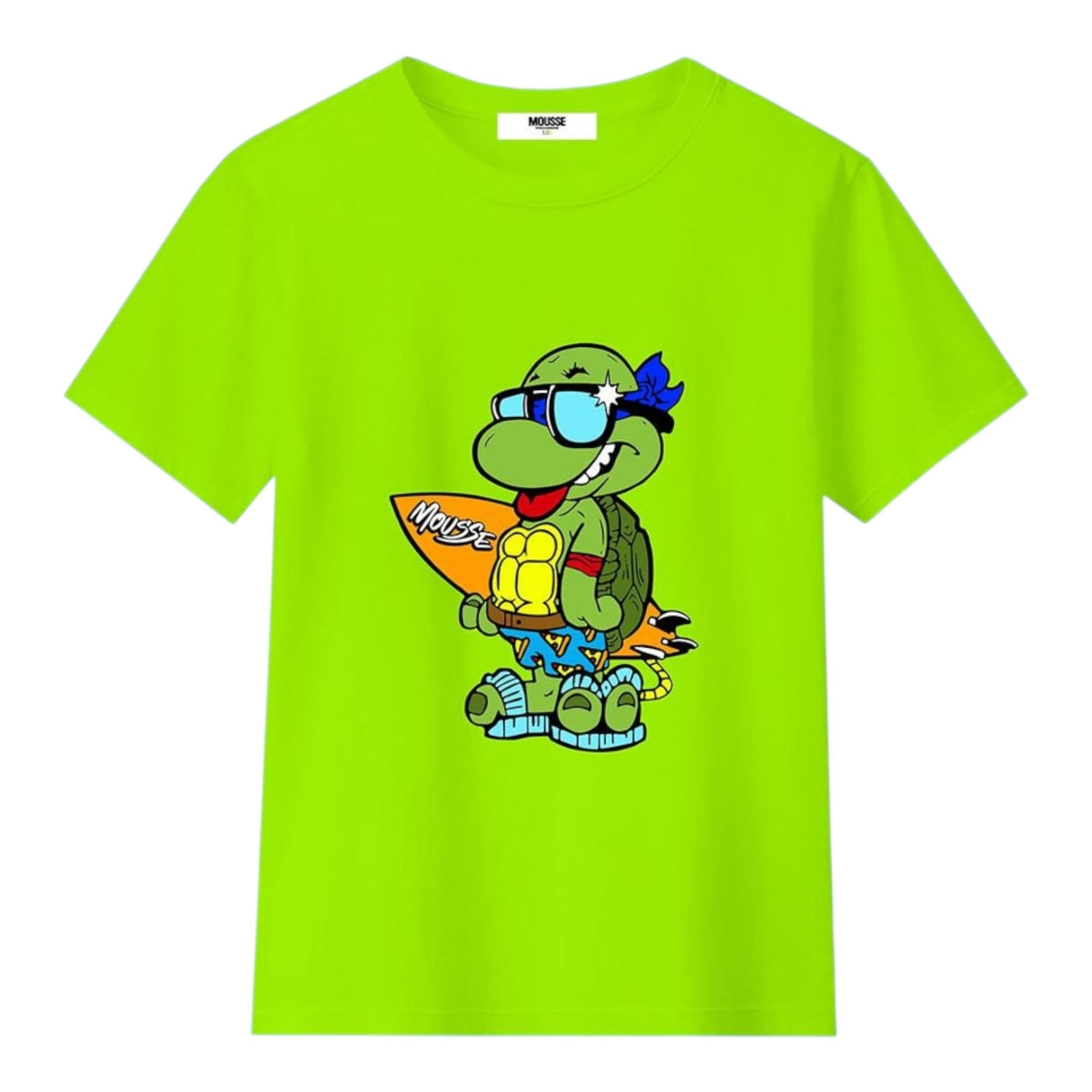 Mousse T-Shirt Tinta Unita con Stampa per Neonato NINJASURFFFN VERDE MOUSSE 