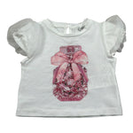 M+E' T-Shirt Girocollo Tinta Unita con Stampa per Neonata UE1856X BIANCO M+E' 