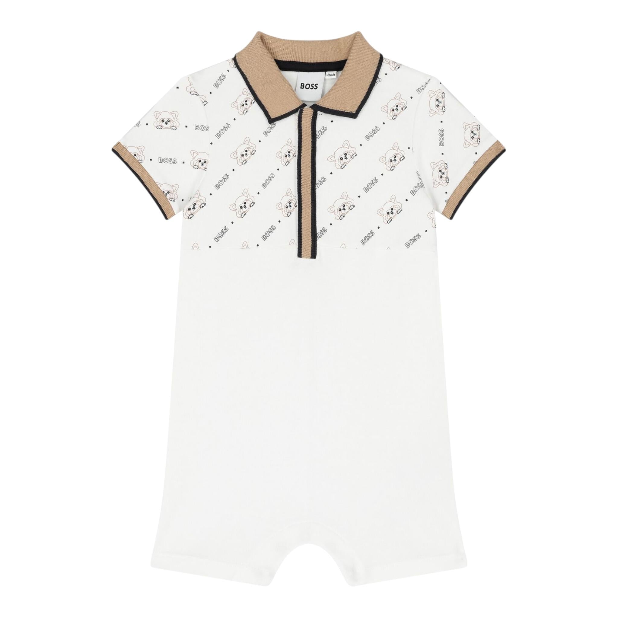 Boss Pagliaccetto Mezza Manica Tinta Unita per Neonato J52206 BIANCO BOSS 