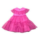 Naida Solid Color Dress With Fuchsia Tulle For Newborn