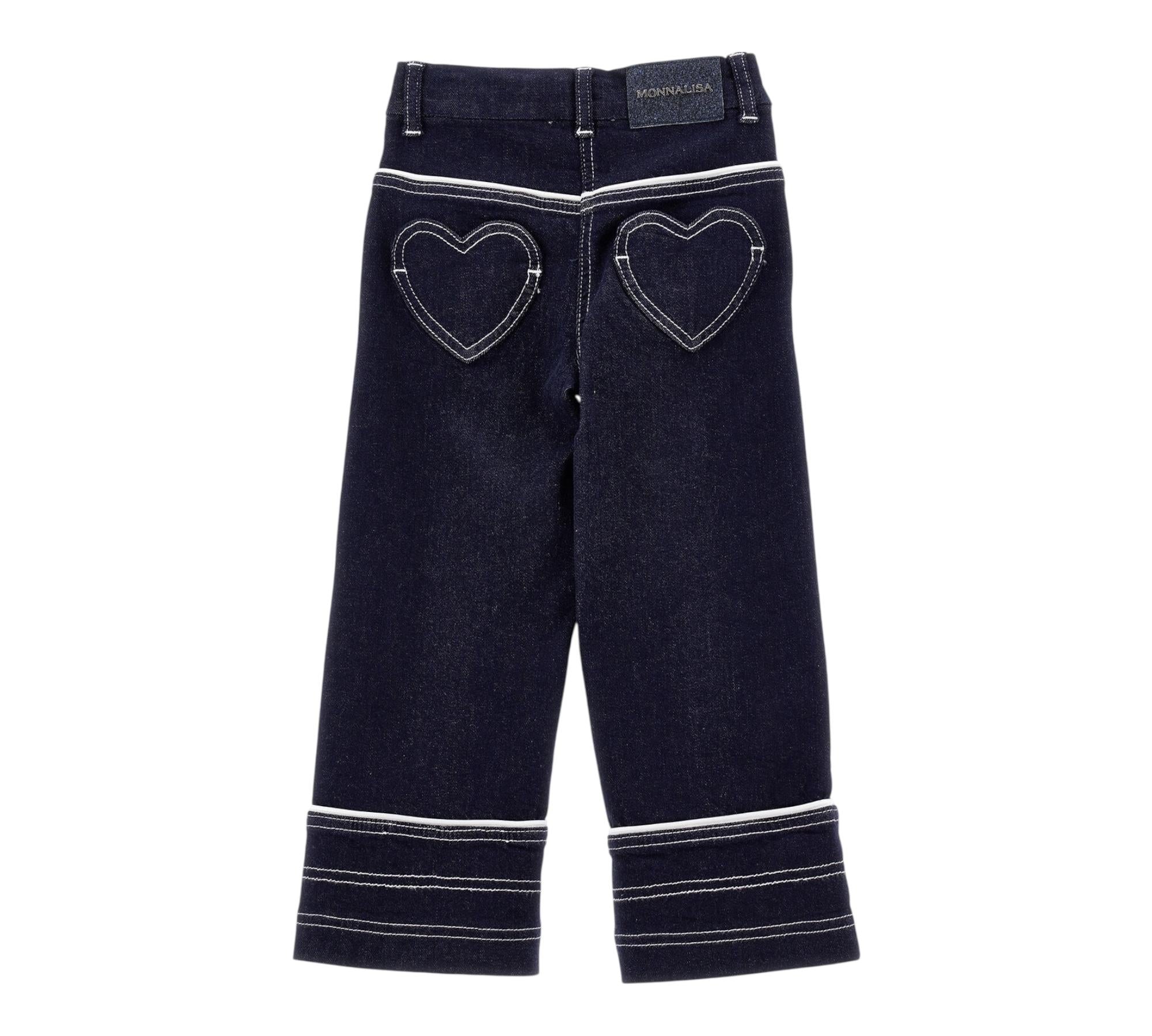 Monnalisa Jeans Tinta Unita Modello Palazzo per Bambina 19E406 BLU MONNALISA 
