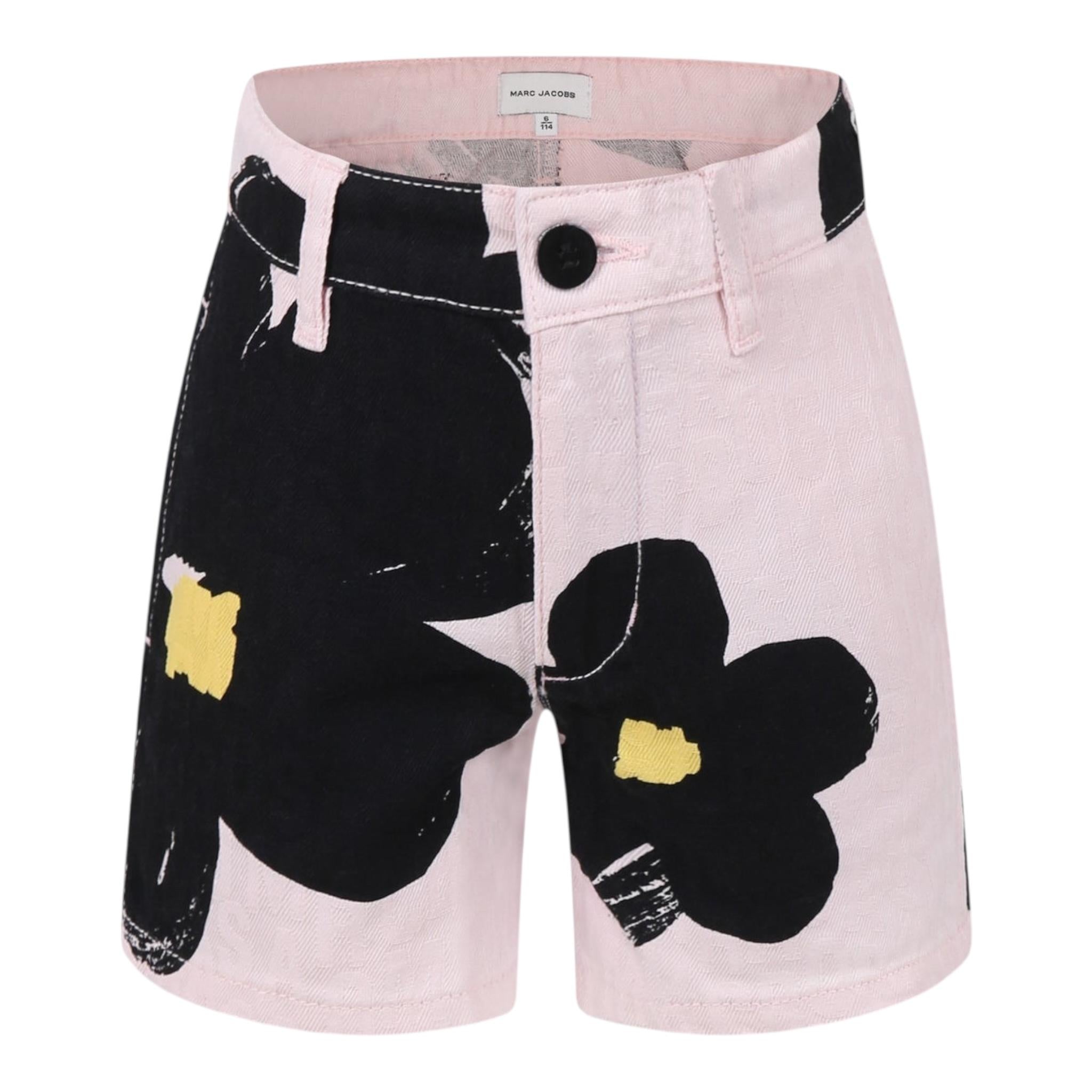 Marc Jacobs Short In Denim Tinta Unita con Fantasia Fiori per Bambina W60543 ROSA MARC JACOBS 