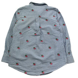 Saint Barth Camicia Manica Lunga Fantasia A Irghe E Ricami Fragole per Bambina MINIBRIGITTE BLU SAINT BARTH 