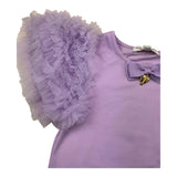 Angel'S Face Solid Color Crew Neck T-Shirt with Lilac Tulle Sleeves for Girls