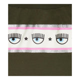 Chiara Ferragni Solid Color Green Print Skirt For Girls