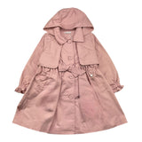 Alice Pi Pink Hooded Solid Color Trench Coat for Girls