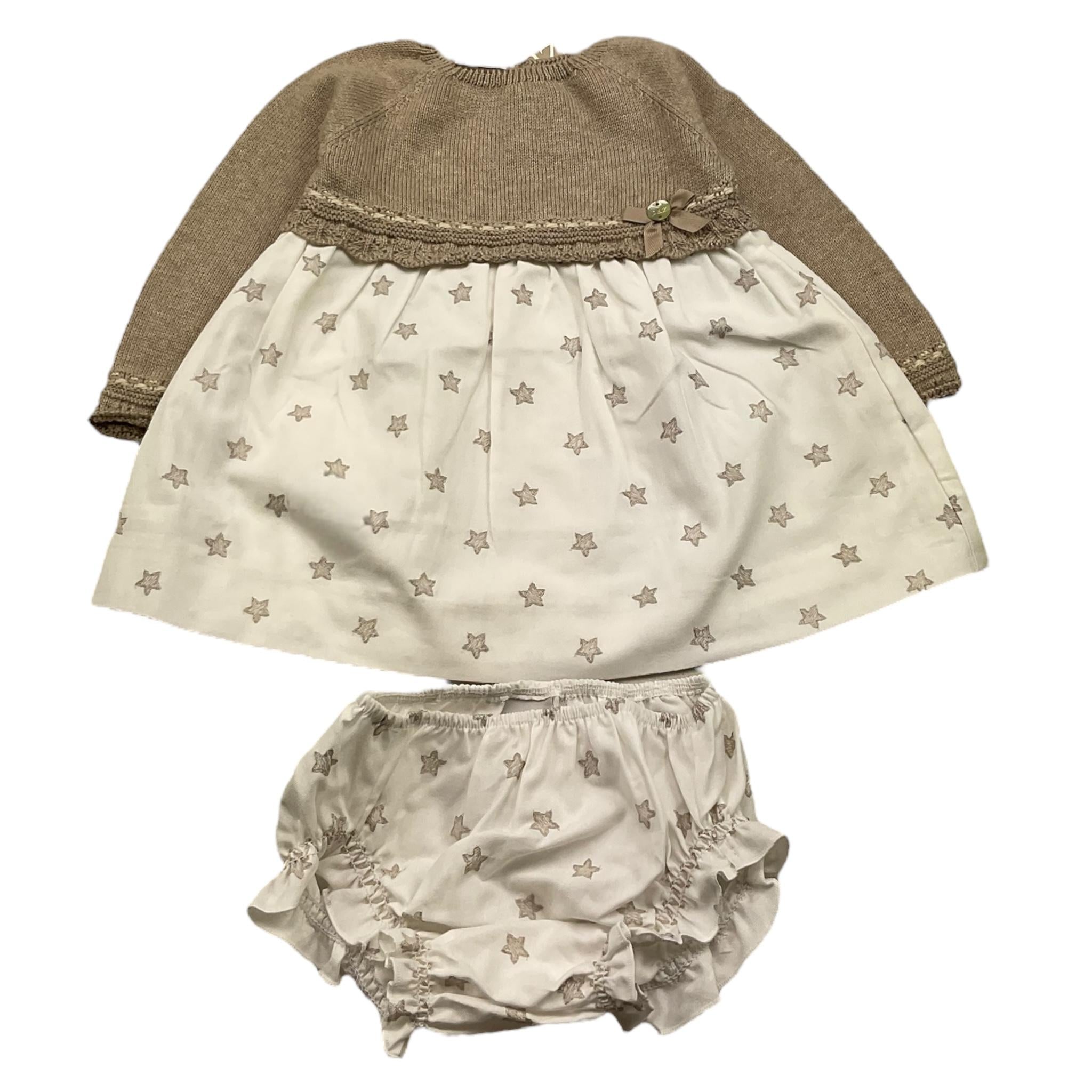 ELISABETTA FRANCHI set abito bicolore con culotte Beige/bianco per Neonata 004121903 BEIGE/BIANCO ELISABETTA FRANCHI 