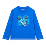 GUESS shirt girocollo tinta unita con stampa Cobalto per Neonato N4YI01K8HM4XX COBALTO GUESS 