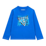 GUESS shirt girocollo tinta unita con stampa Cobalto per Neonato N4YI01K8HM4XX COBALTO GUESS 