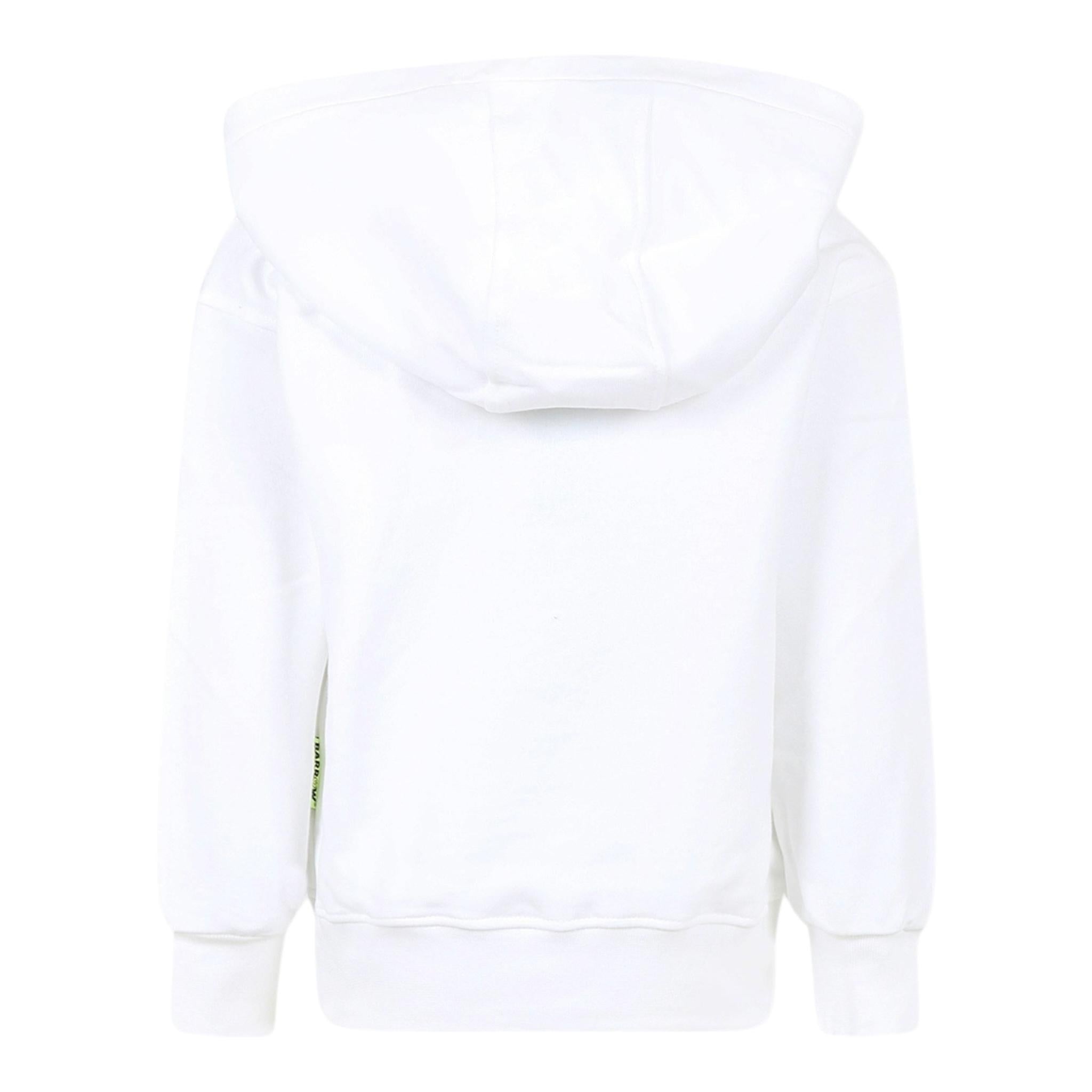 Barrow Kids Felpa Chiusa Tinta Unita con Cappuccio E Stampa per Bambino S5BKJUHS062 BIANCO BARROW KIDS 