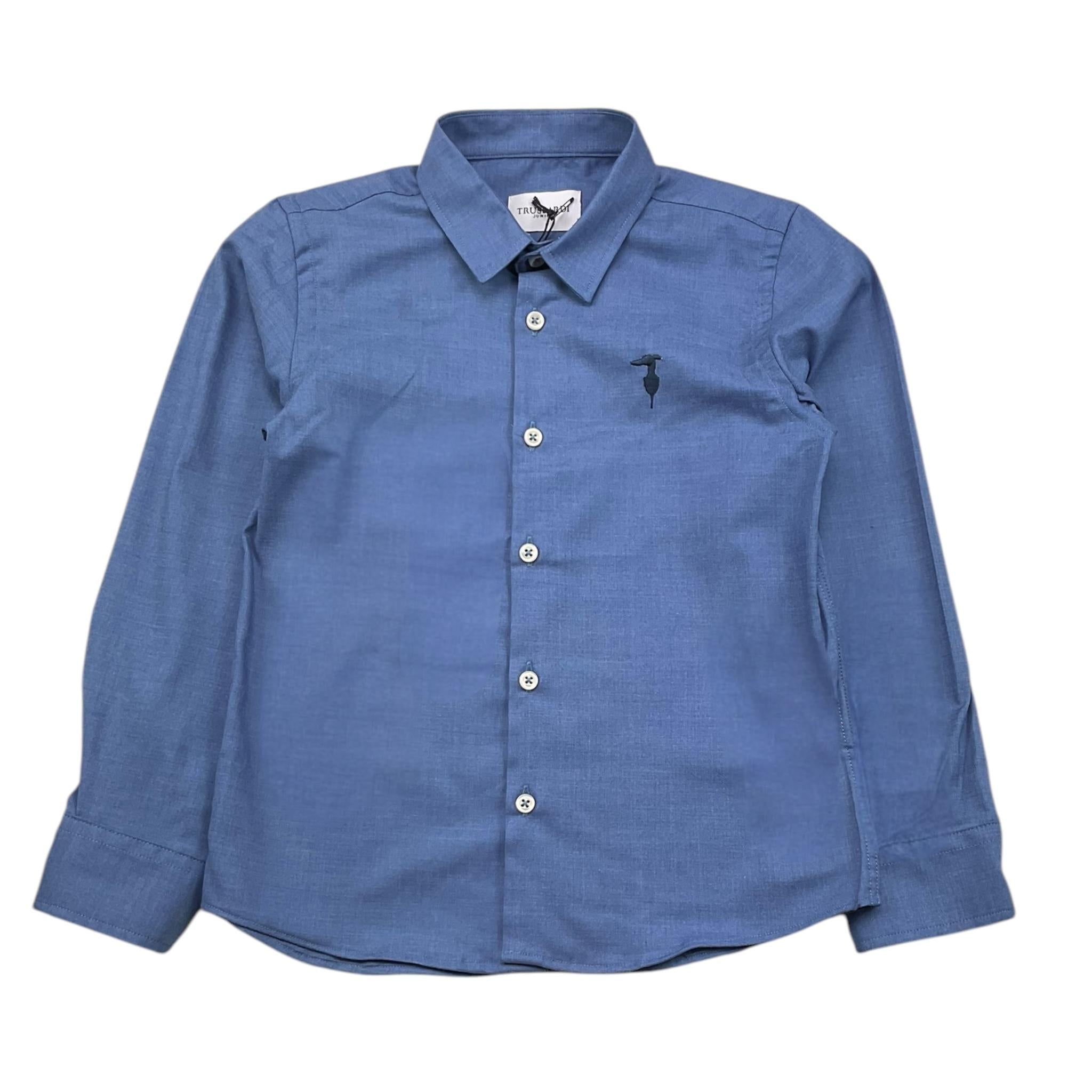 TRUSSARDI camicia tinta unita manica lunga Azzurro per Bambino TBA25124CA AZZURRO TRUSSARDI 