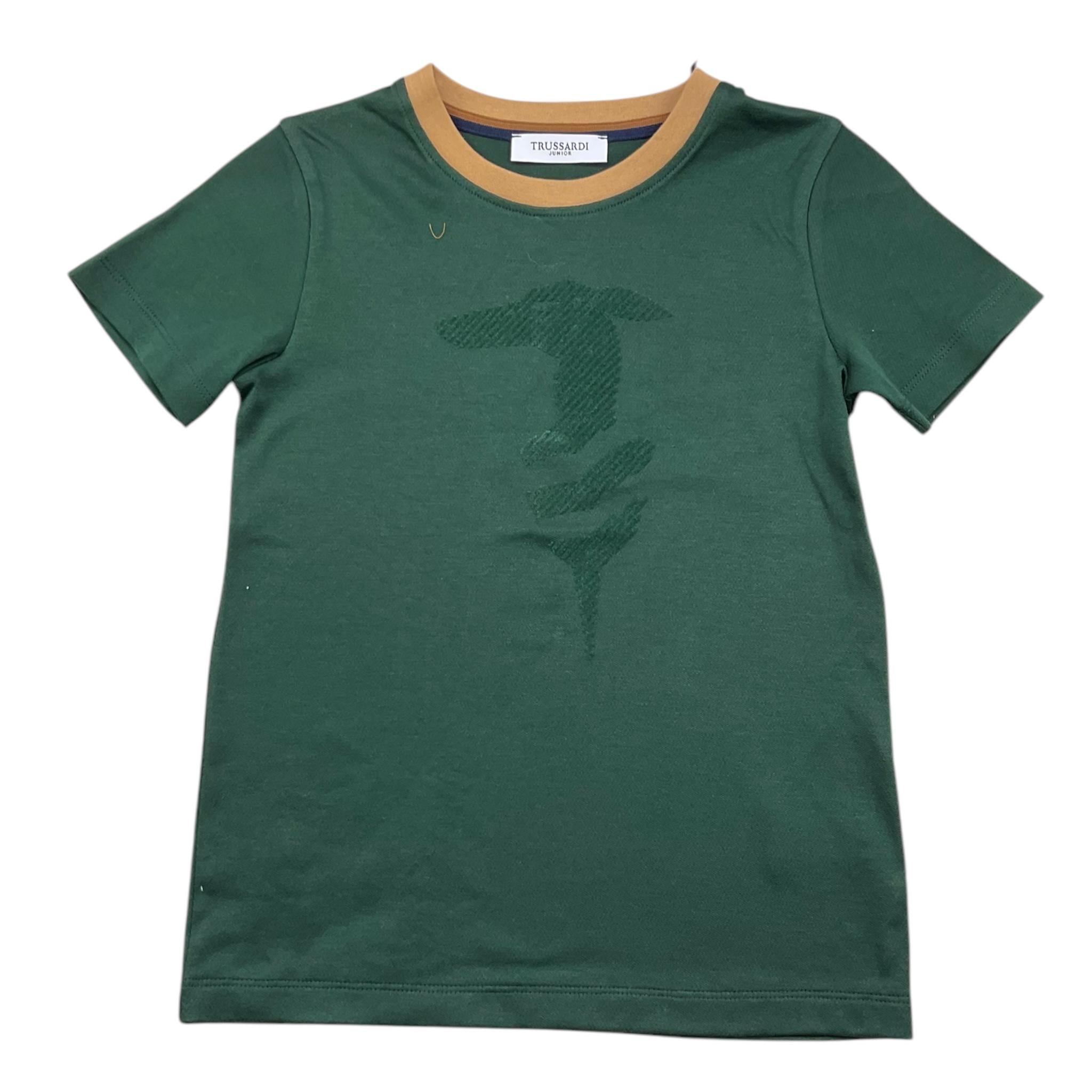 TRUSSARDI t-shirt girocollo tinta unita con stampa Verde per Bambino TBA25071TS VERDE TRUSSARDI 