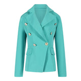 Odi Et Amo Green Double Breasted Solid Color Jacket For Girls