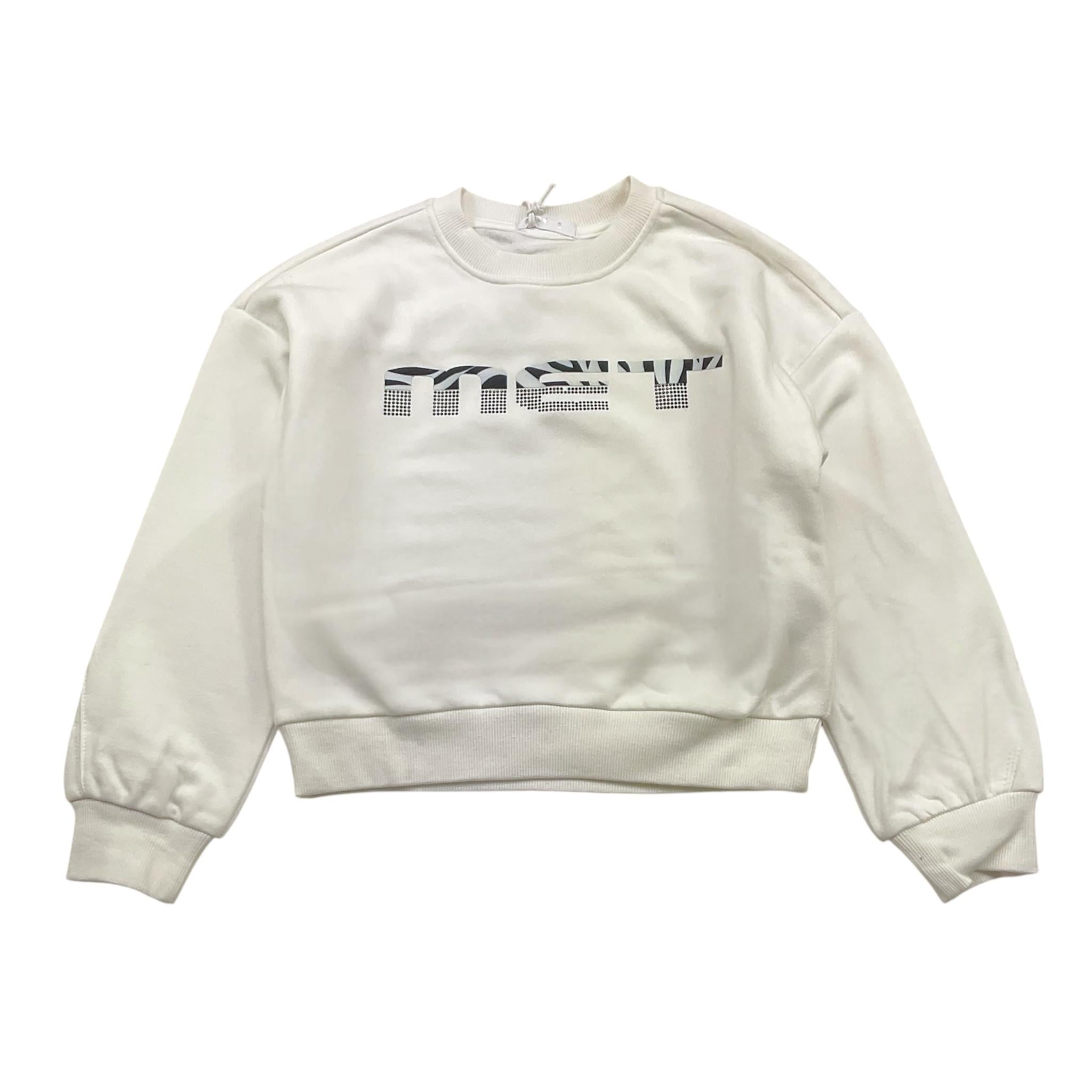 MET felpa girocollo tinta unita con stampa Bianco per Bambina ME583 BIANCO MET 
