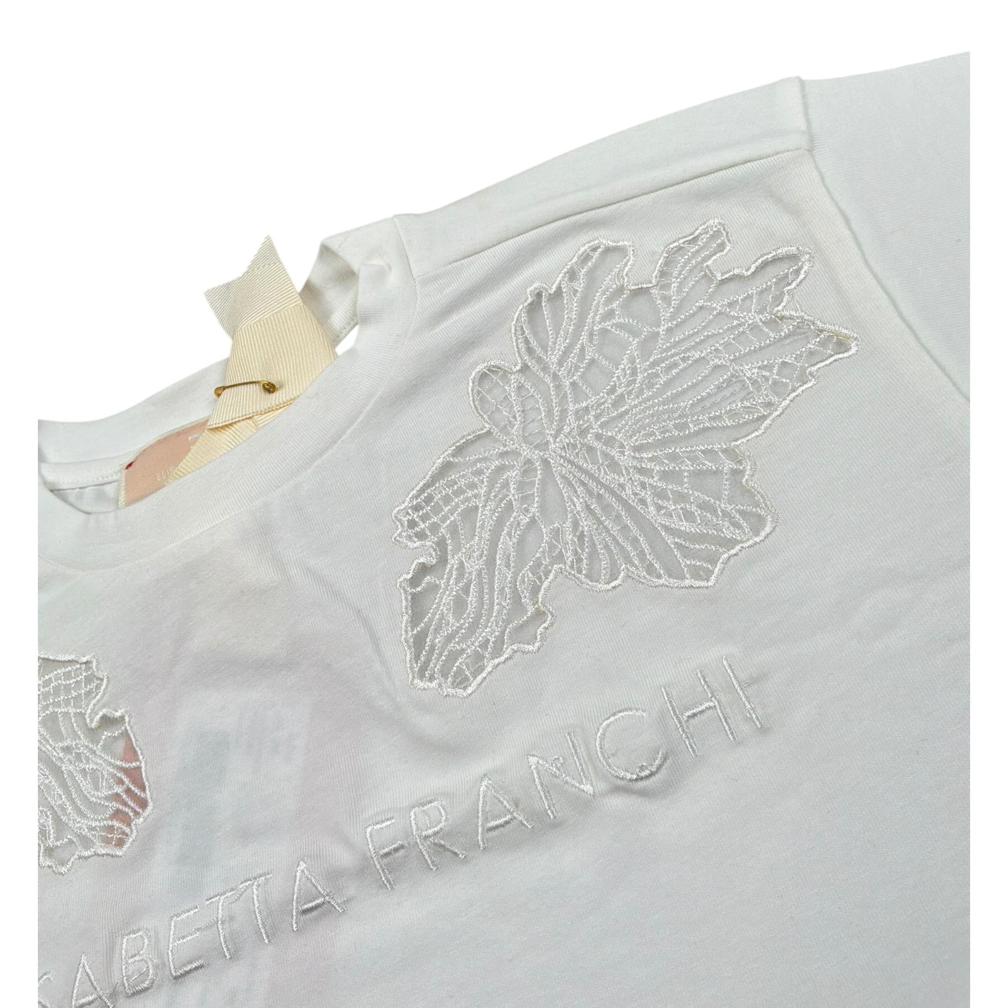 Elisabetta Franchi T-Shirt Girocollo Tinta Unita con Logo per Bambina EFTS236XX BIANCO ELISABETTA FRANCHI 