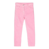 Chiara Ferragni Solid Color Pants With Adjustable Waist In Pink Suede For Baby Girl