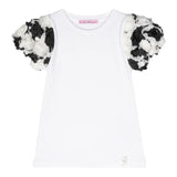 Miss Blumarine Plain T-Shirt With Contrast Sleeves White For Girls