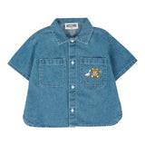 Moschino Camicia In Denim Tinta Unita Mezza Manica per Neonata MUC01F BLU MOSCHINO 