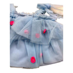 Miss Grant Top Giromanica Tinta Unita In Tulle con Applicazioni per Neonata MG1295 AZZURRO MISS GRANT 
