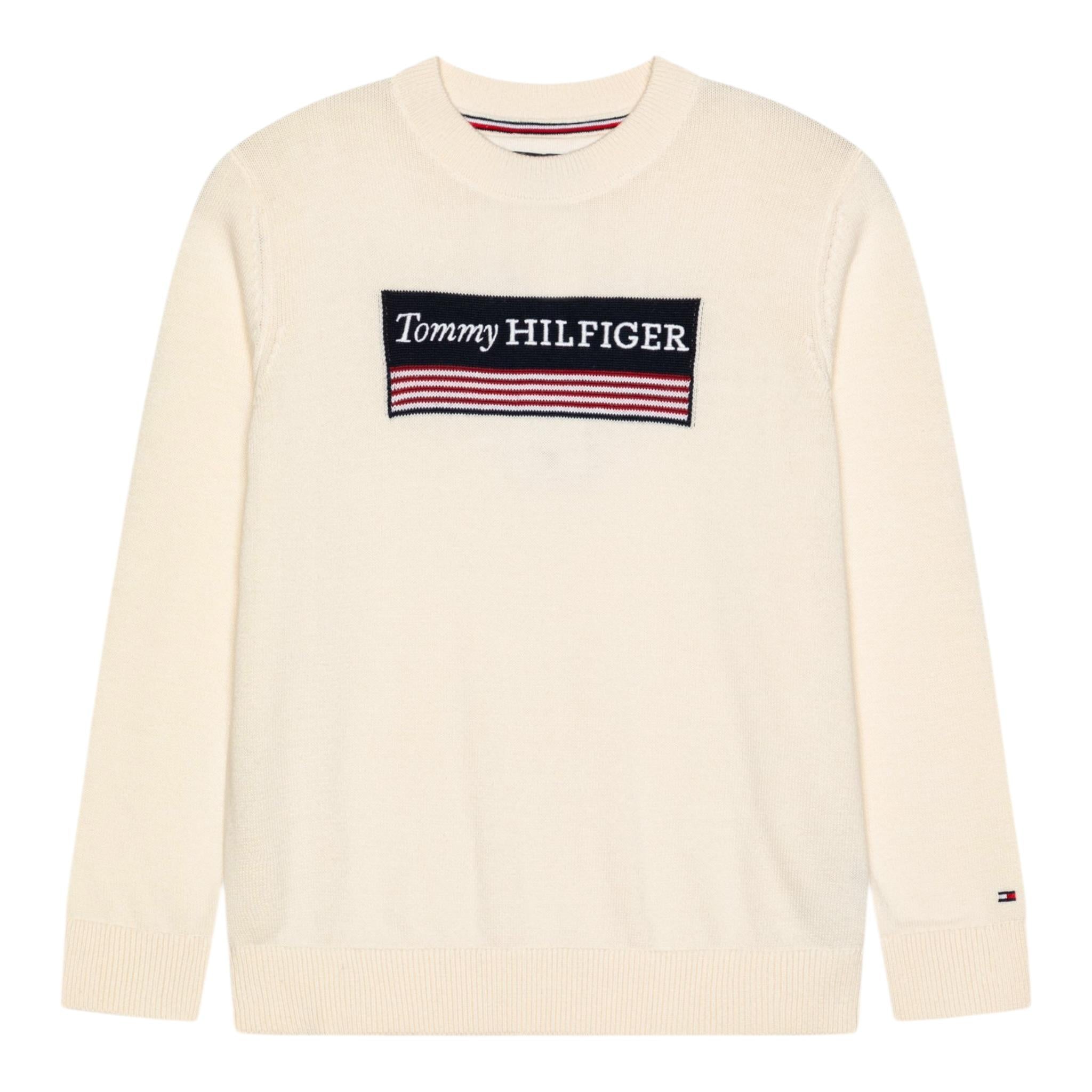 Tommy Hilfiger Maglia Girocollo Tinta Unita con Stampa per Bambino KB0KB09344 PANNA TOMMY HILFIGER 