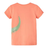 Name.It Orange Printed Solid Color Crew Neck T-Shirt For Baby