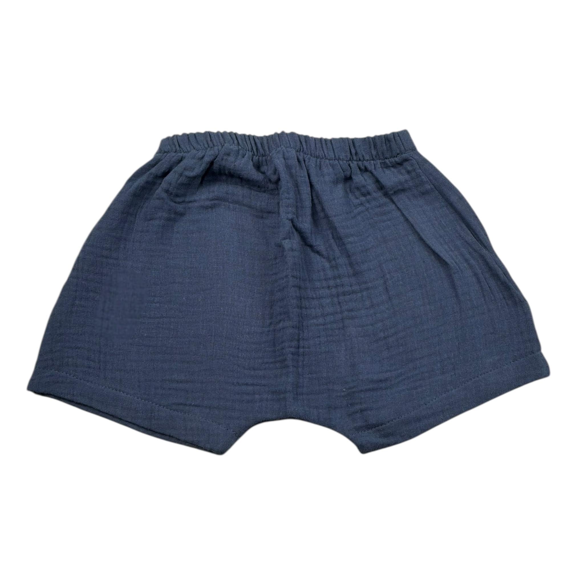 Petit Indi Bermuda Tinta Unita con Elastico In Vita per Neonato BL BLU PETIT INDI 