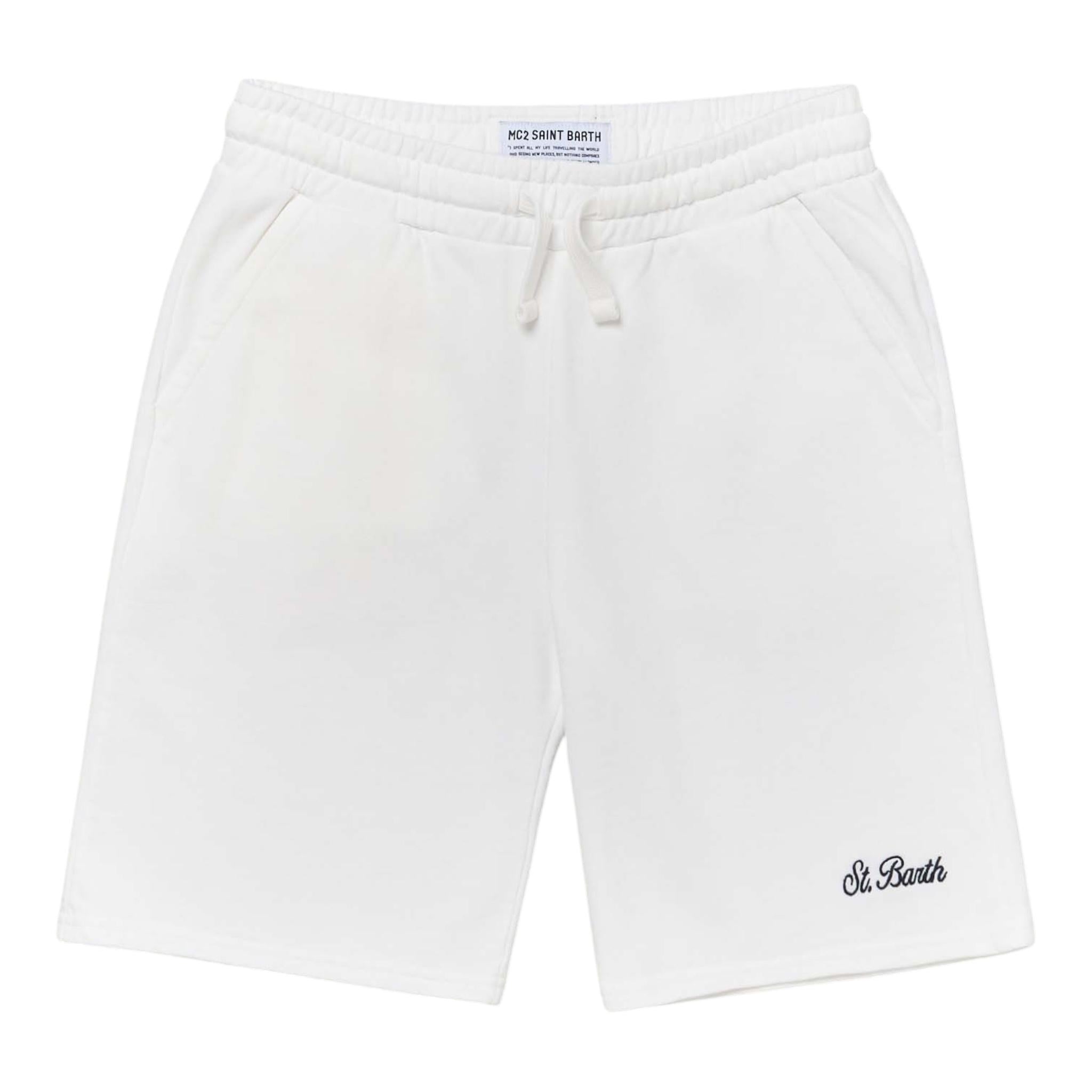 Saint Barth Bermuda Tinta Unita con Elastico In Vita per Neonato RANL001N BIANCO SAINT BARTH 