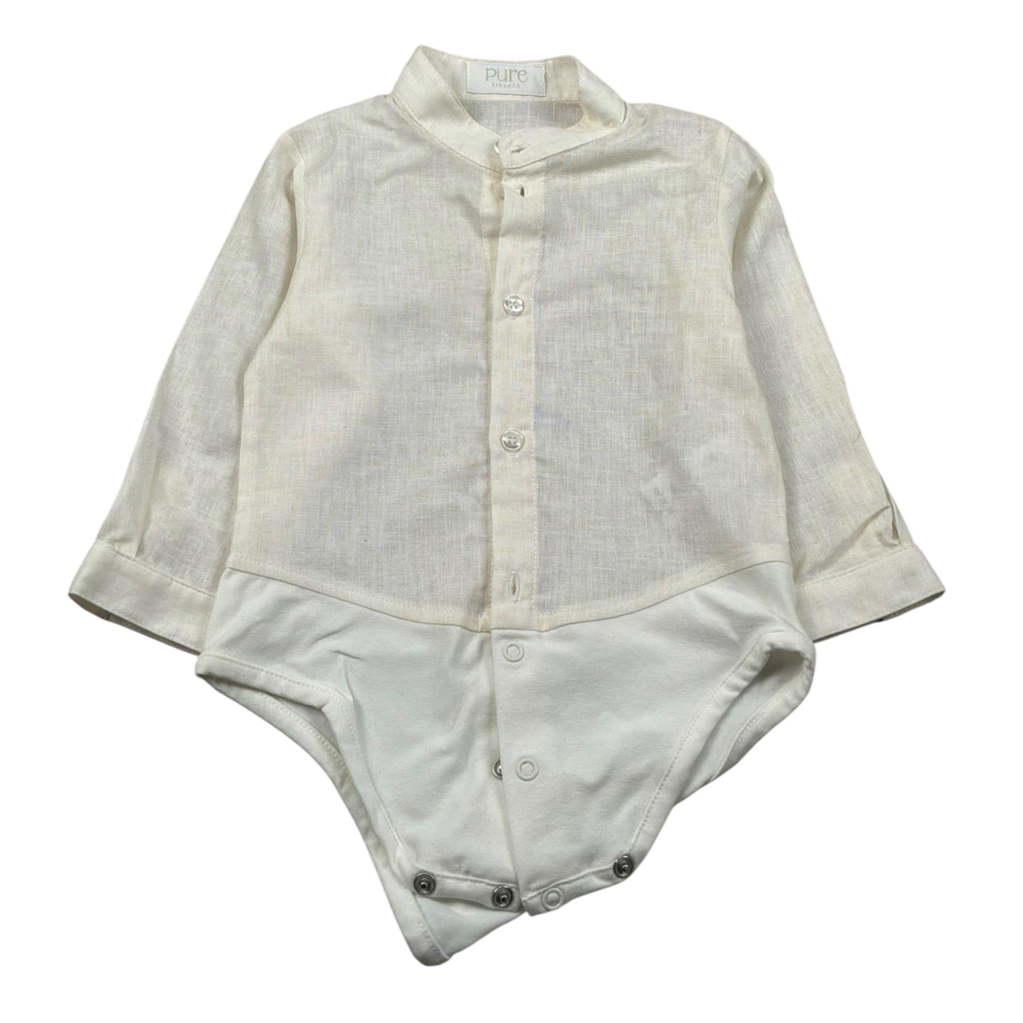 Pure Firenze Camicia Body Tinta Unita Manica Lunga per Neonato PC01178 PANNA PURE FIRENZE 