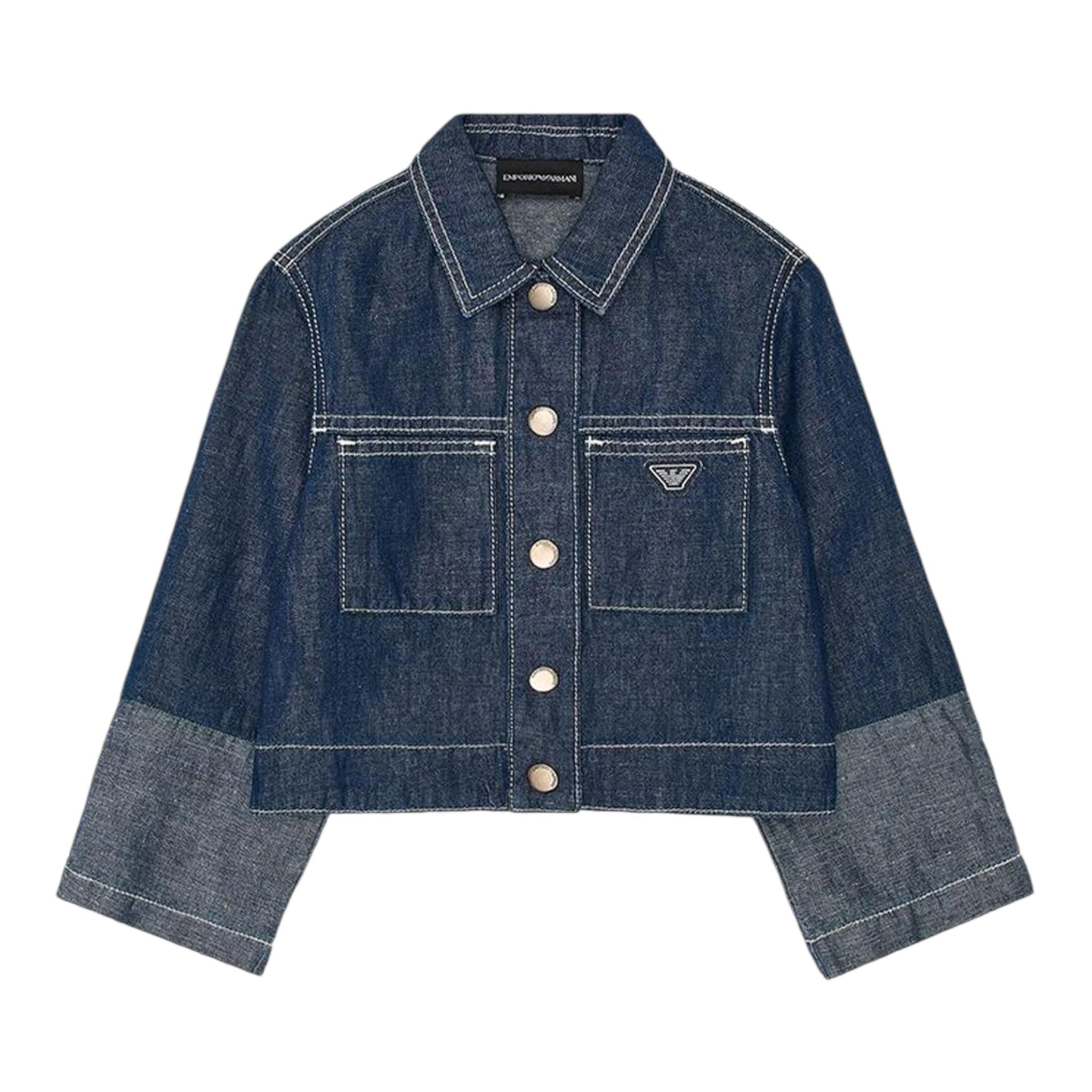 Emporio Armani Camicia Manica Lunga In Denim Tinta Unita per Bambino 3D3B08 BLU EMPORIO ARMANI 