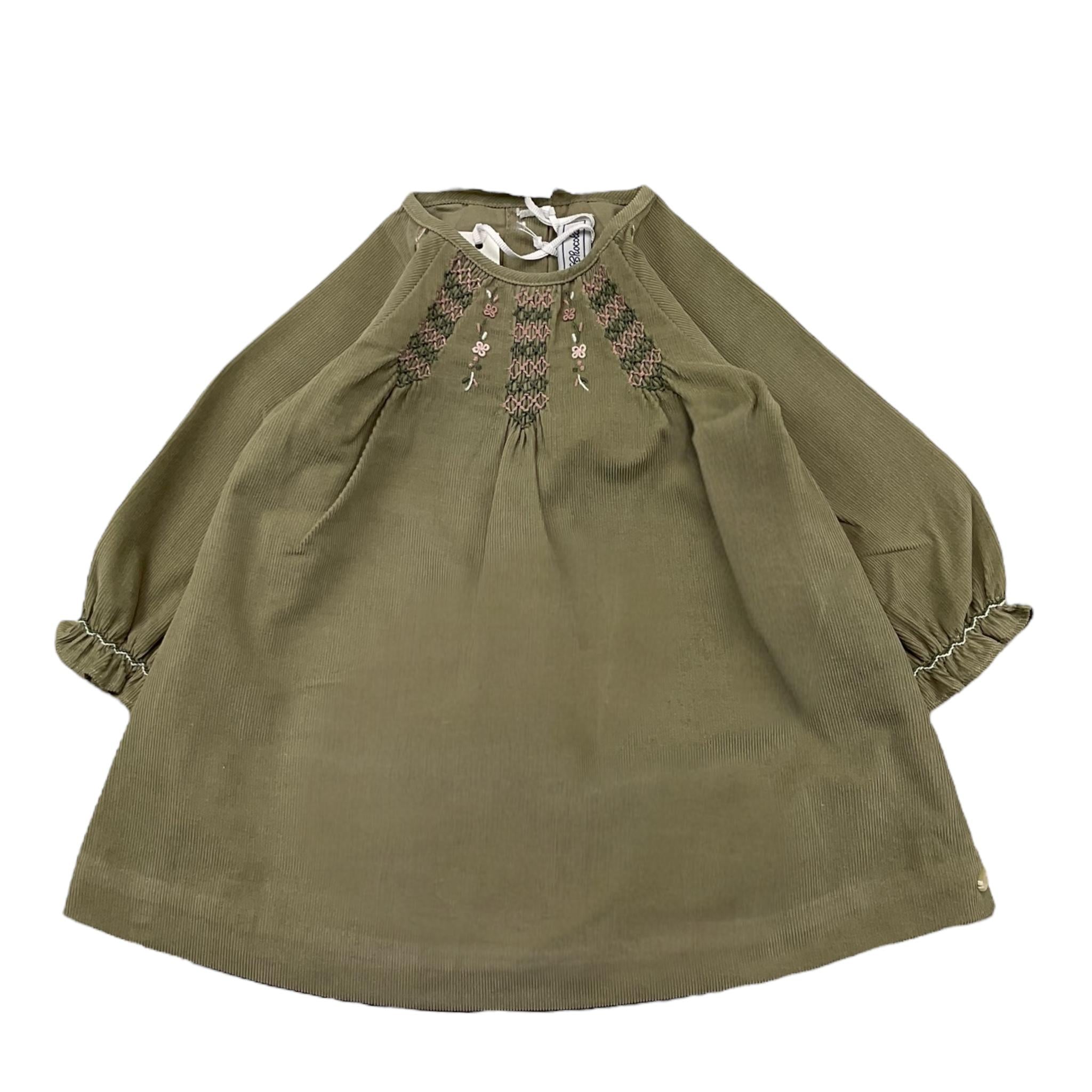 TARTINE ET CHOCOLAT abito tinta unita manica lunga con ricami Verde per Neonata ROBE23 VERDE TARTINE ET CHOCOLAT 