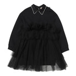 ELISABETTA FRANCHI abito manica lunga tinta unita cn gonna tulle Nero per Bambina EFAB499 NERO ELISABETTA FRANCHI 