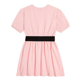 Dolce & Gabbana Abito Mezza Manica Tinta Unita con Logo per Bambina L5JD8O ROSA DOLCE & GABBANA 