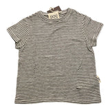 Dou Dou Two-Tone T-Shirt With Cream Striped Pattern For Girls