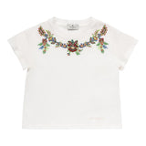 Etro T-Shirt Crew Neck Solid Color With Embroidery White For Girls