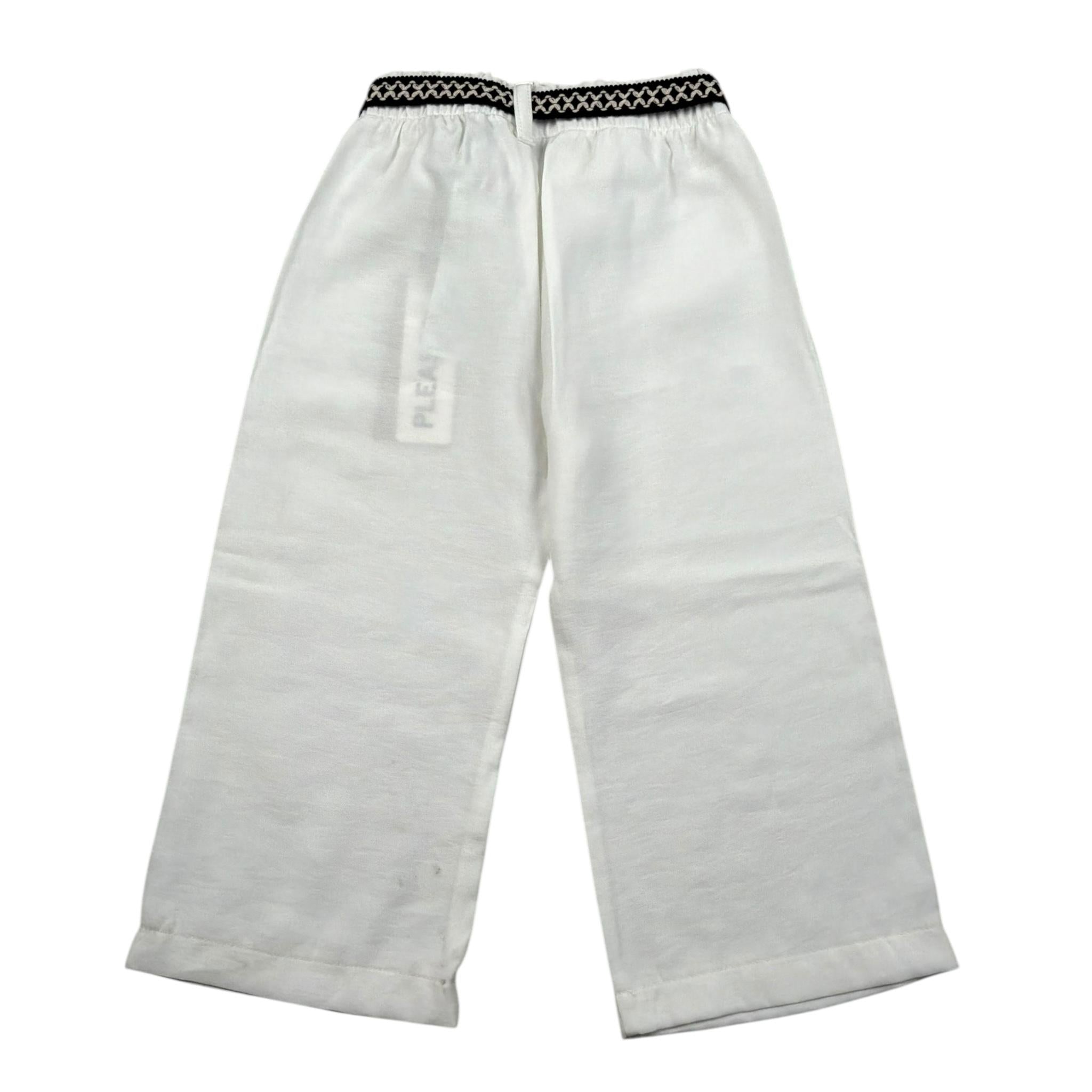 Please Pantalone Tinta Unita Modello Palazzo per Bambina PE66130G7 BIANCO PLEASE 