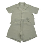 Teddy E Minou Completo 2 Pezzi Camicia-Bermuda Tinta Unita per Neonato E25CP075C6041 VERDE TEDDY E MINOU 