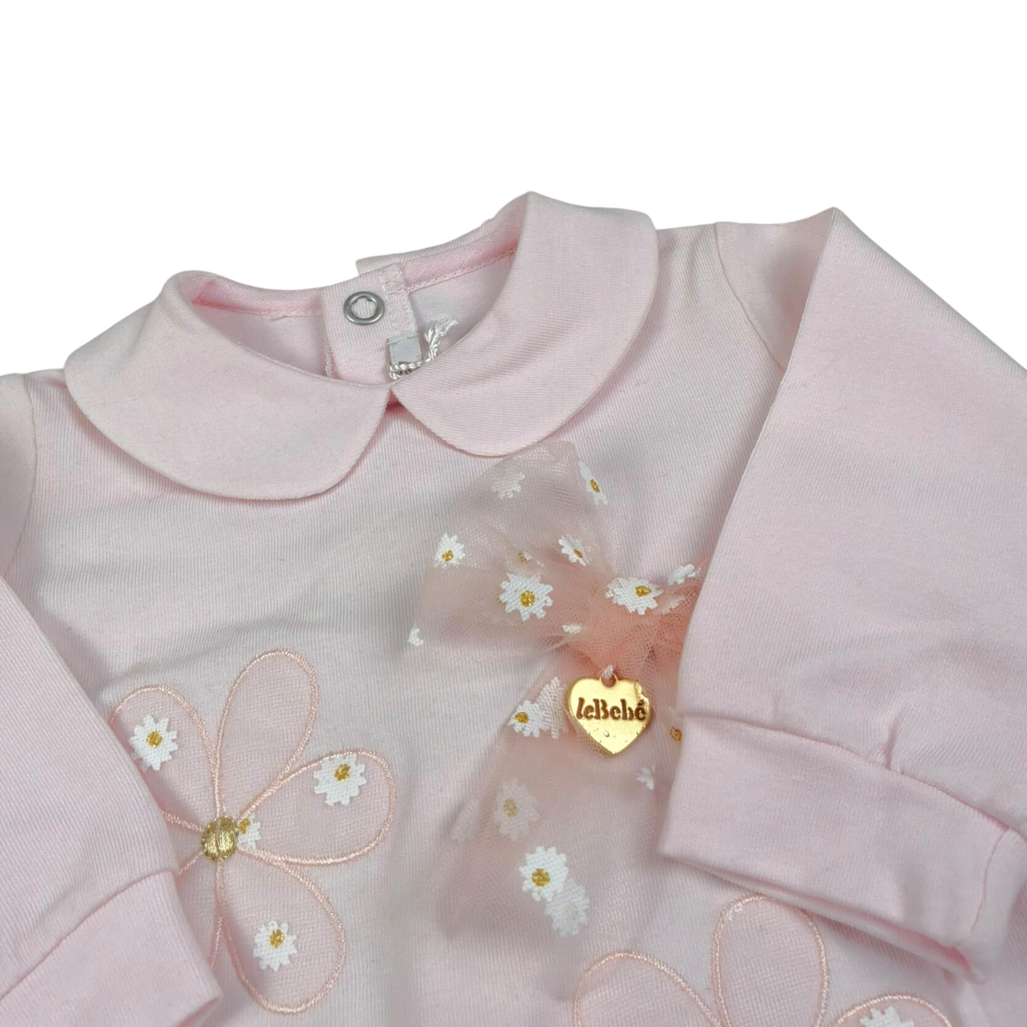 Le Bebe' Tutina Tinta Unita con Stampa per Neonata LBG5157 ROSA LE BEBE' 