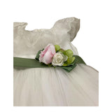 Colori Chiari Abito Mezza Manica Cerimoniale Tinta Unita con Cinturino per Neonata FN108036 BIANCO COLORI CHIARI 